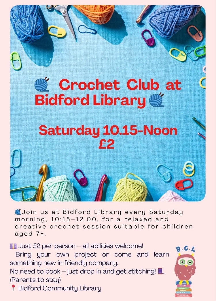 Featured image for “Crochet Club at Bidford Library, Saturday 10.15-noon”